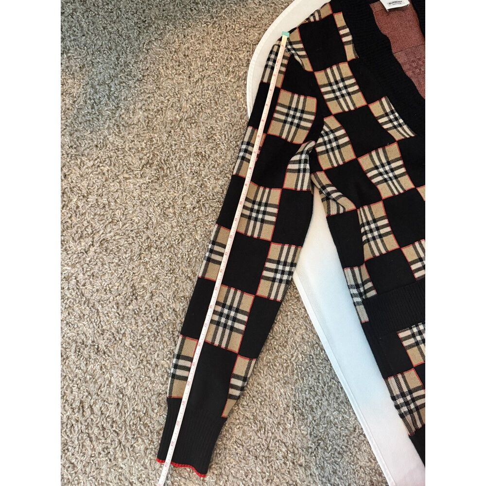 Burberry Checkered Intarsia Merino Wool-Blend Cardigan Size XS 8030054 Excellent - Picture 7 of 7